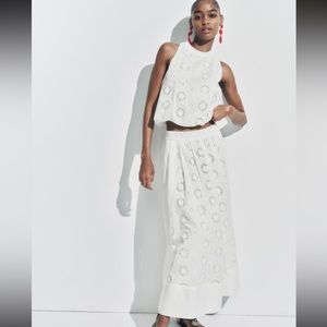 Zara white eyelet set